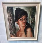 Vintage  jaren 60 zigeunermeisje in en originele  lijst, Huis en Inrichting, Woonaccessoires | Schilderijen, Tekeningen en Foto's