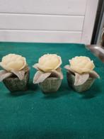 kaarsen in vorm van roos drie stuks, Ophalen of Verzenden, 'T Olde Gre-j, Info@toldegrej.nl, Endepoelstraat 20f Didam