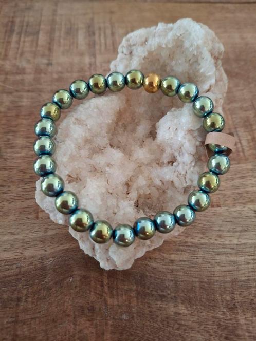 Natuurkralen armband met Hematiet Green, Sieraden, Tassen en Uiterlijk, Armbanden, Nieuw, Overige materialen, Groen, Met bedels of kralen