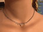 Vintage zilver slotje strass ketting collier costume jewelry, Sieraden, Tassen en Uiterlijk, Antieke sieraden, Ophalen of Verzenden