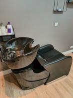 Z.g.a.n.Wasstoel, kapperstoel, wasbak, watafel, Ophalen, Zwart, Leer, Zo goed als nieuw