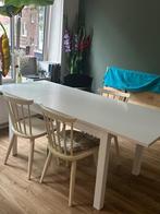Witte, verlengbare tafel LANEBERG IKEA, Huis en Inrichting, Ophalen, Gebruikt, 50 tot 100 cm, 150 tot 200 cm