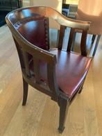 stoel mahonie kleur met rood Engels leder, Huis en Inrichting, Stoelen, Ophalen, Gebruikt, Hout, Eén