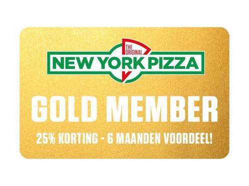 New York Pizza alle pizza 25% korting 6 maanden Gold Member, Tickets en Kaartjes, Kortingen en Cadeaubonnen, Drie personen of meer
