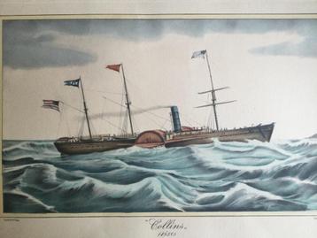Stoomschip Arctic, grote handgekleurde gravure, 1850 beschikbaar voor biedingen