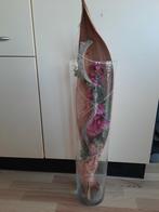 Glazen vaas met kunstbloemen, Antiek en Kunst, Ophalen