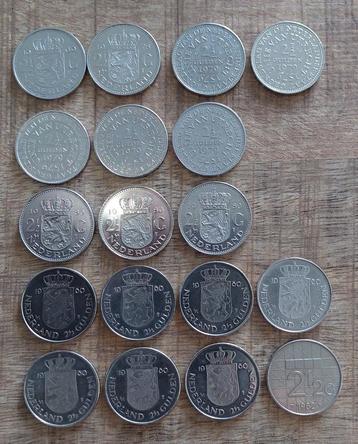 Nederland, 18 stuks munten van 2,50 gulden uit diverse jaren beschikbaar voor biedingen