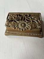Postzegeldoosje Art Nouveau messing zonnebloem 1920/30, Antiek en Kunst, Antiek | Koper en Brons, Ophalen of Verzenden, Koper