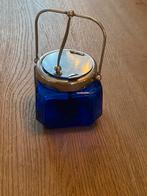 Antieke blauwe suikerpot met zilveren details, Ophalen of Verzenden