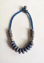 Aarikka blauwe houten vintage ketting, Ophalen of Verzenden, Zo goed als nieuw, Blauw, Overige materialen