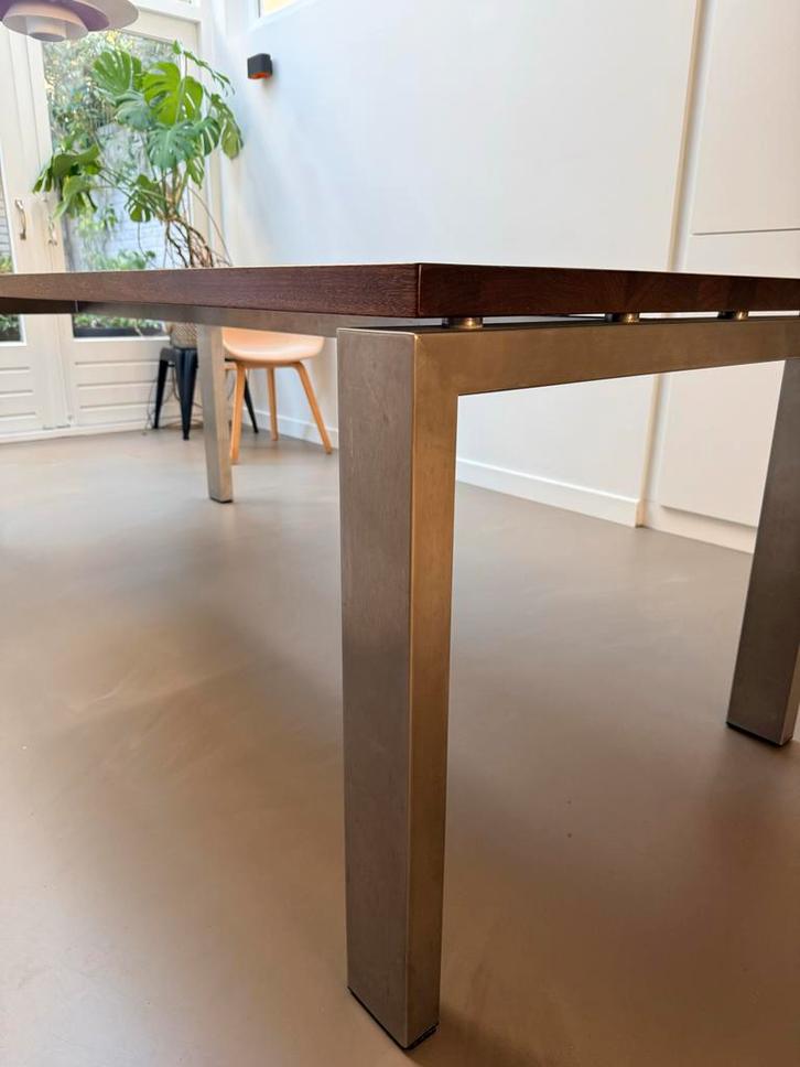 OH2 Tafel - rvs-zwart kabbes, 90x210cm, Huis en Inrichting, Tafels | Eettafels, Gebruikt, 50 tot 100 cm, 200 cm of meer, Vijf personen of meer