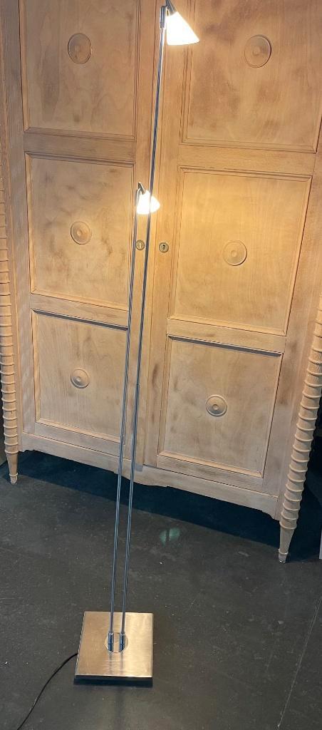 Vloerlamp 2x led rvs, Huis en Inrichting, Lampen | Vloerlampen, Gebruikt, 150 tot 200 cm, Glas, Metaal, Ophalen