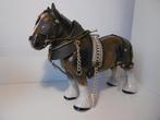 Vintage beeld van Shire horse, trekpaard, knol met tuigage, Ophalen of Verzenden