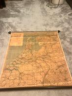 Vintage Oude wandkaart / landkaart Nederland, 1940 tot 1960, Ophalen of Verzenden