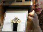 16158 Gouden 14K Solitaire Ring met Zirkonia, Sieraden, Tassen en Uiterlijk, Ringen, Ophalen of Verzenden, Zo goed als nieuw, 17 tot 18