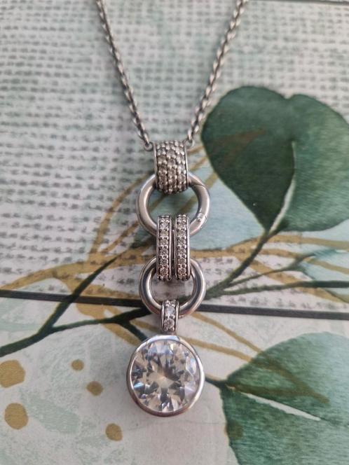 Ti Sento ketting met mooie hanger., Sieraden, Tassen en Uiterlijk, Kettingen, Gebruikt, Zilver, Zilver, Met hanger, Met kristal