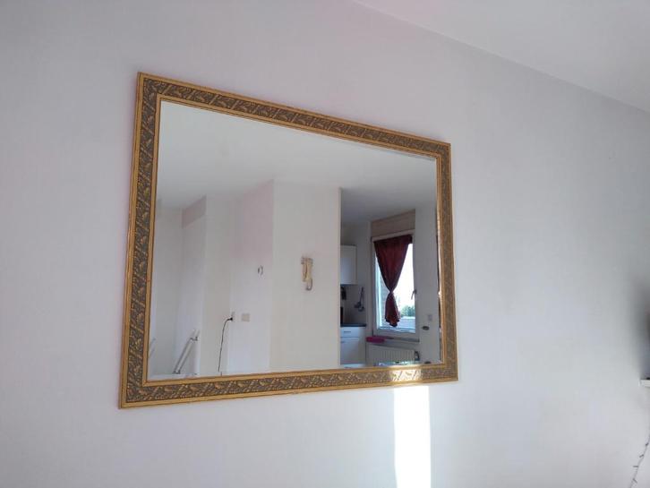 Zeer GROTE spiegel facet geslepen / Gouden lijst, Huis en Inrichting, Woonaccessoires | Spiegels, Zo goed als nieuw, 125 cm of meer