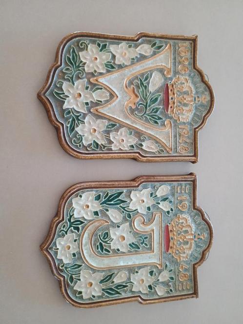 Set Cloisonné tegels, Antiek en Kunst, Antiek | Wandborden en Tegels, Ophalen of Verzenden