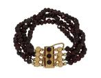 Fraai slot 14k goud 4-strengs granaten dames armband vintage, Ophalen of Verzenden, Goud, Armband, Met edelsteen