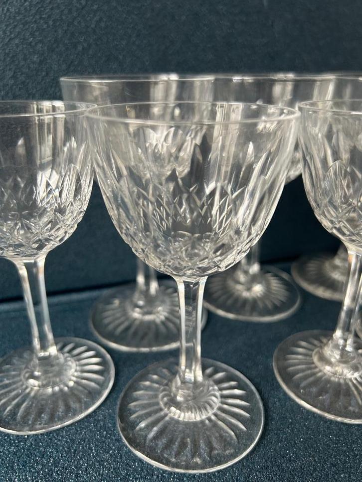 Zeven prachtig geslepen echt kristallen borrelglaasjes, Antiek en Kunst, Antiek | Glas en Kristal, Ophalen of Verzenden