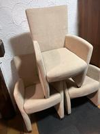 Stoelen: 4 wit, 2 bruin, Huis en Inrichting, Gebruikt, Wit, Ophalen of Verzenden, Stof