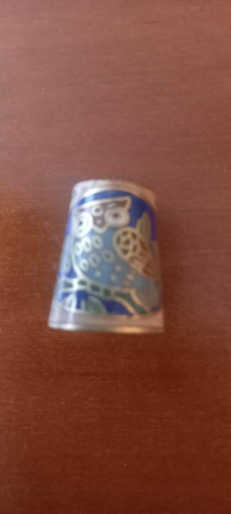 vintage cloisonné-vingerhoed uil, Ophalen of Verzenden
