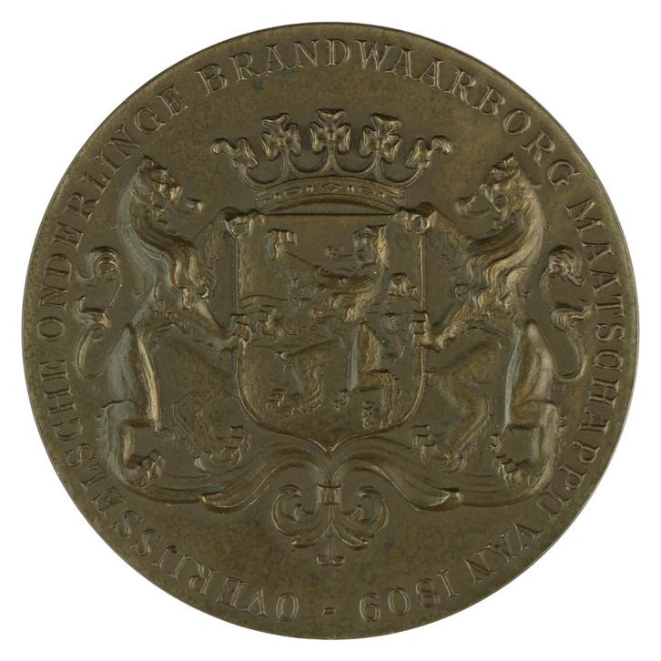 Herman Wetselaar - Penning, 1959 : Brandwaarborg Overijssel, Postzegels en Munten, Penningen en Medailles, Brons, Nederland, Verzenden