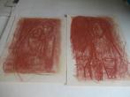 tekeningen Rood krijt, Antiek en Kunst, Ophalen of Verzenden