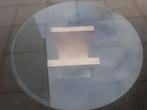 Glazen tafel met marmerlook poot, Huis en Inrichting, Tafels | Salontafels, Ophalen, Gebruikt, 100 tot 150 cm, Rond
