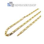 ketting RVS " gouden " set Figaro armband + ketting. set, Sieraden, Tassen en Uiterlijk, Kettingen, Verzenden, Nieuw, Goud, Overige materialen