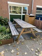 Picknicktafel 3 meter + kussens, Ophalen, Gebruikt, Rechthoekig, Hout