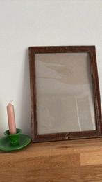 Vintage houten lijst met glas frame schilderij prent, Antiek en Kunst, Ophalen of Verzenden