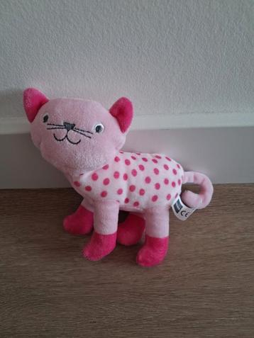 Knuffel poes Hema 18 cm roze lichtroze kat K9930 beschikbaar voor biedingen