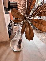 Decoratieve vaas met pauwenveren en zijden blad, Huis en Inrichting, Woonaccessoires | Vazen, Ophalen, Overige kleuren, Minder dan 50 cm