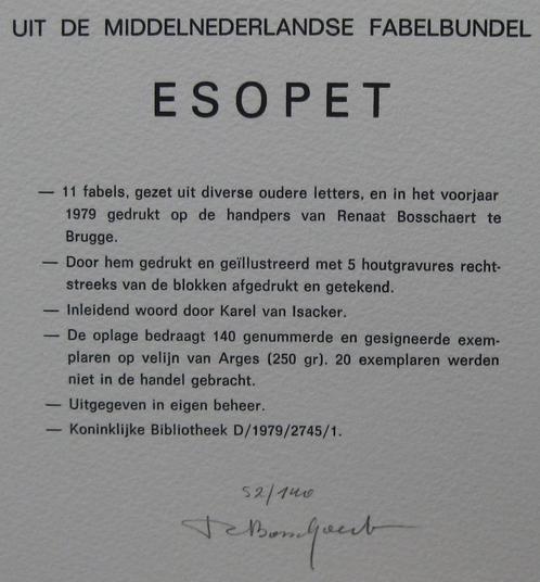 fabelbundel Esopet, 11 fabels met 5 houtgravures gesigneerd, Boeken, Kunst en Cultuur | Beeldend, Gelezen, Schilder- en Tekenkunst