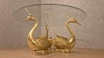 Zwanen salontafel met glazen blad, Hollywood Regency, Huis en Inrichting, Ophalen, Gebruikt, 100 tot 150 cm, Rond