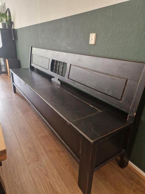 Houten klepbank met opbergruimte (240cm), Huis en Inrichting, Banken | Bankstellen, Zo goed als nieuw, Rechte bank, Vierpersoons of meer