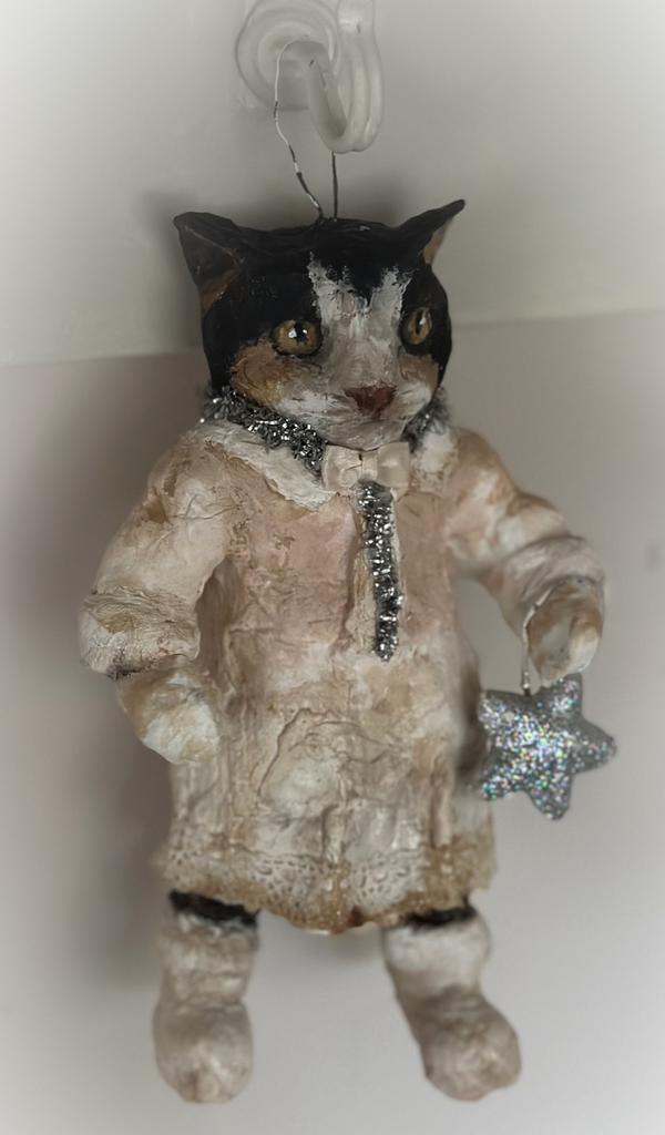 Spun cotton katje kerst feathertree kerstbal kerstboom, Antiek en Kunst, Curiosa en Brocante, Ophalen of Verzenden