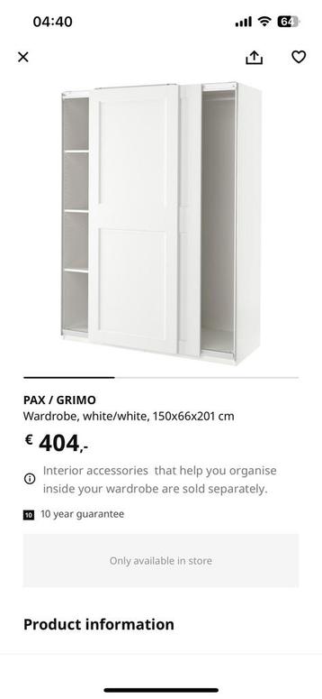 Pax/GRIMO WARDROBE WHITE