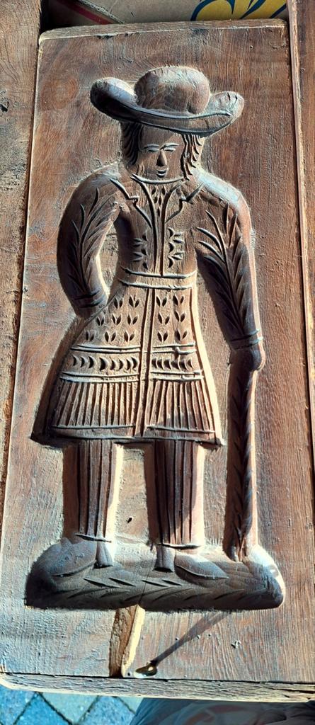 Antieke Speculaasplank - Man met Hoed, Antiek en Kunst, Kunst | Beelden en Houtsnijwerken, Ophalen of Verzenden