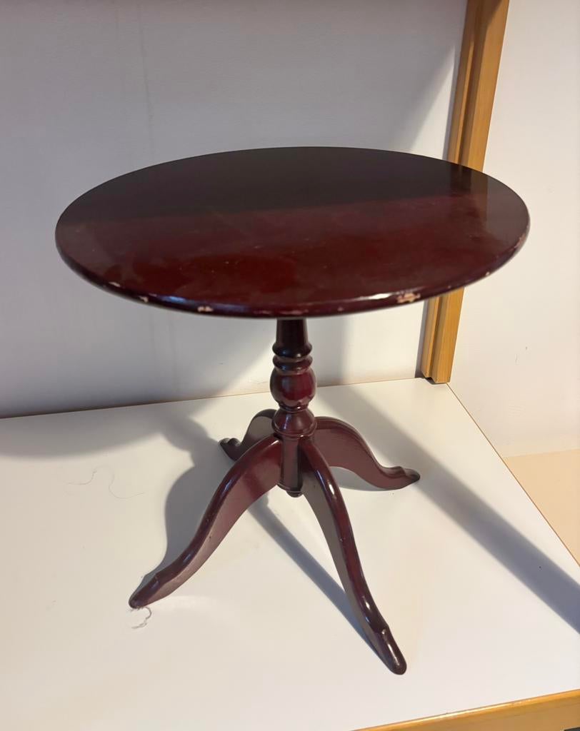 Antieke Mahonie Wijntafel op Driekwart Poot, Ophalen