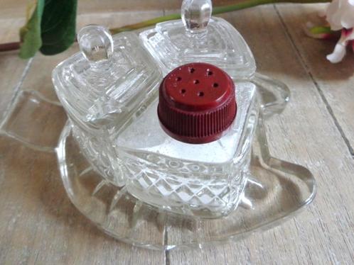 Art Deco stijl zout ,mostert kruiden oid glazen decoratieve, Antiek en Kunst, Curiosa en Brocante, Ophalen of Verzenden