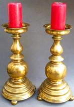 19 de eeuw Neo Gotiek Renaissance Bronzen Paar Pen Kandelaar, Antiek en Kunst, Ophalen of Verzenden, Koper of Brons