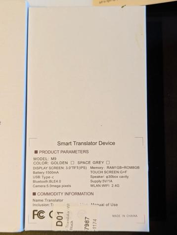 M9 Instant Voice Translator Portable Language In Real-time S beschikbaar voor biedingen