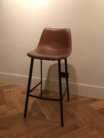 Industriele barkruk cognac leer RV design, Huis en Inrichting, Barkrukken, Ophalen, Met voetsteun, 60 tot 90 cm, Leer