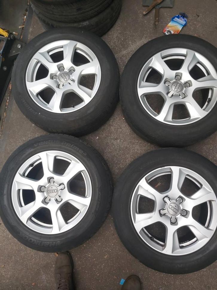 Audi 16" origineel ALU velgen 5x112 225/55R16 banden netjes, Auto-onderdelen, Banden en Velgen, Banden en Velgen, Zomerbanden