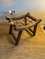 Kruk brutalist hout met touw vintage, Ophalen of Verzenden, Zo goed als nieuw, Hout