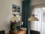 Hanglamp met 2 lampen, donker metaal, Ophalen of Verzenden, Gebruikt, Metaal, 50 tot 75 cm