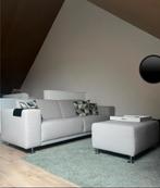 Grijze bank + hocker, Ophalen, Gebruikt, Driepersoons, 75 tot 100 cm