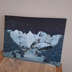 Kerstdorp canvas achtergrond 56,5h x 76 cm br, Diversen, Kerst, Ophalen, Zo goed als nieuw